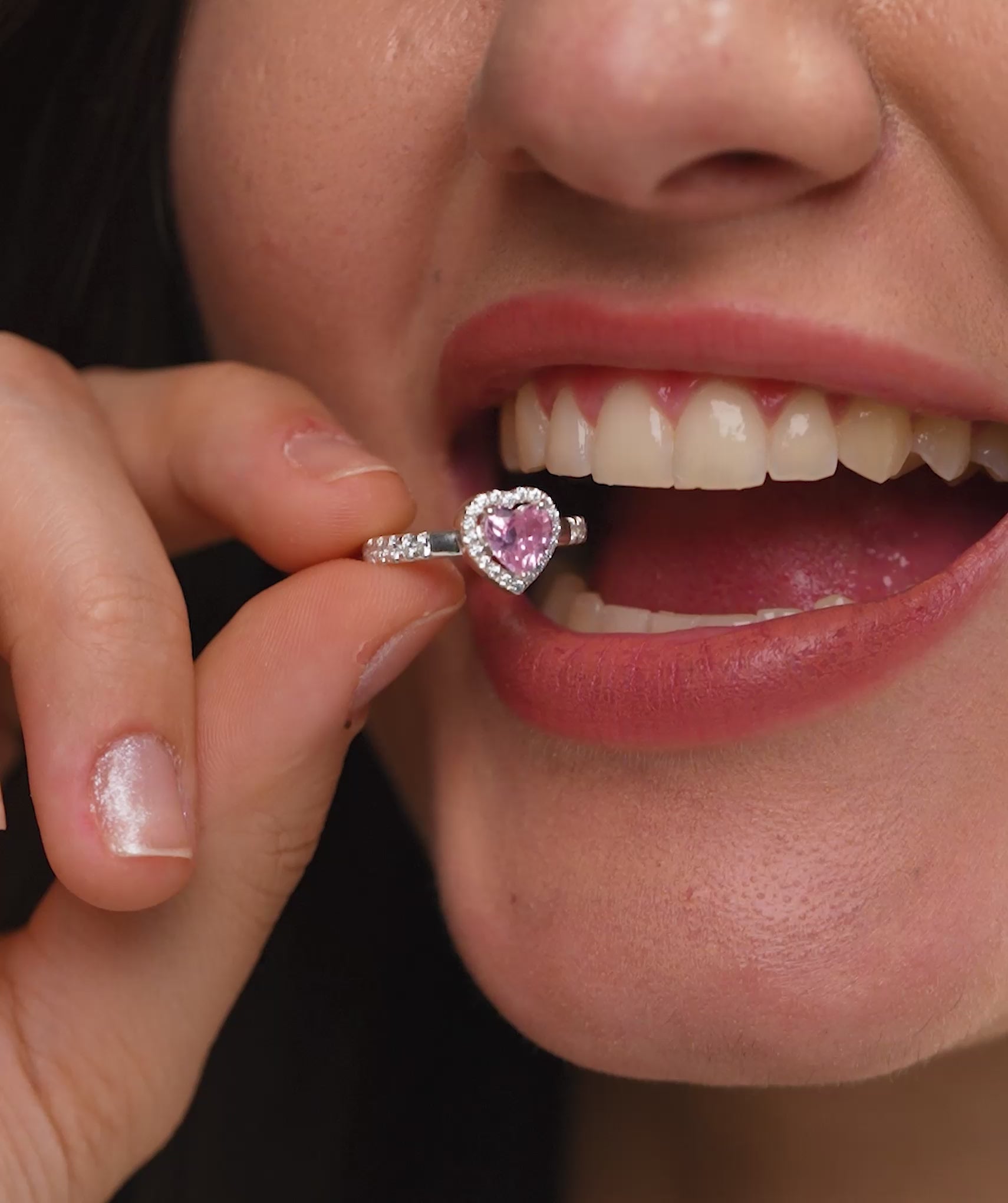 Pink Heart Diamond Halo Ring