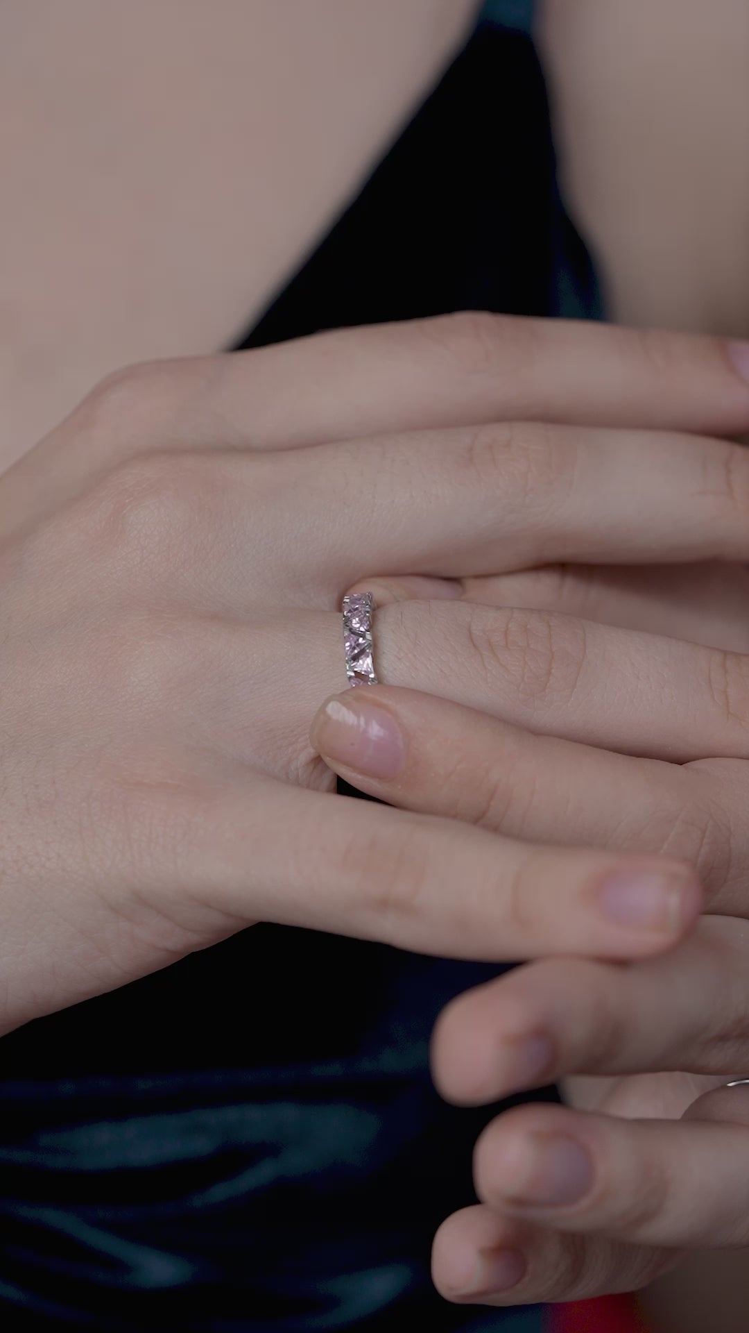 Pink Triangle Cut Diamond Band