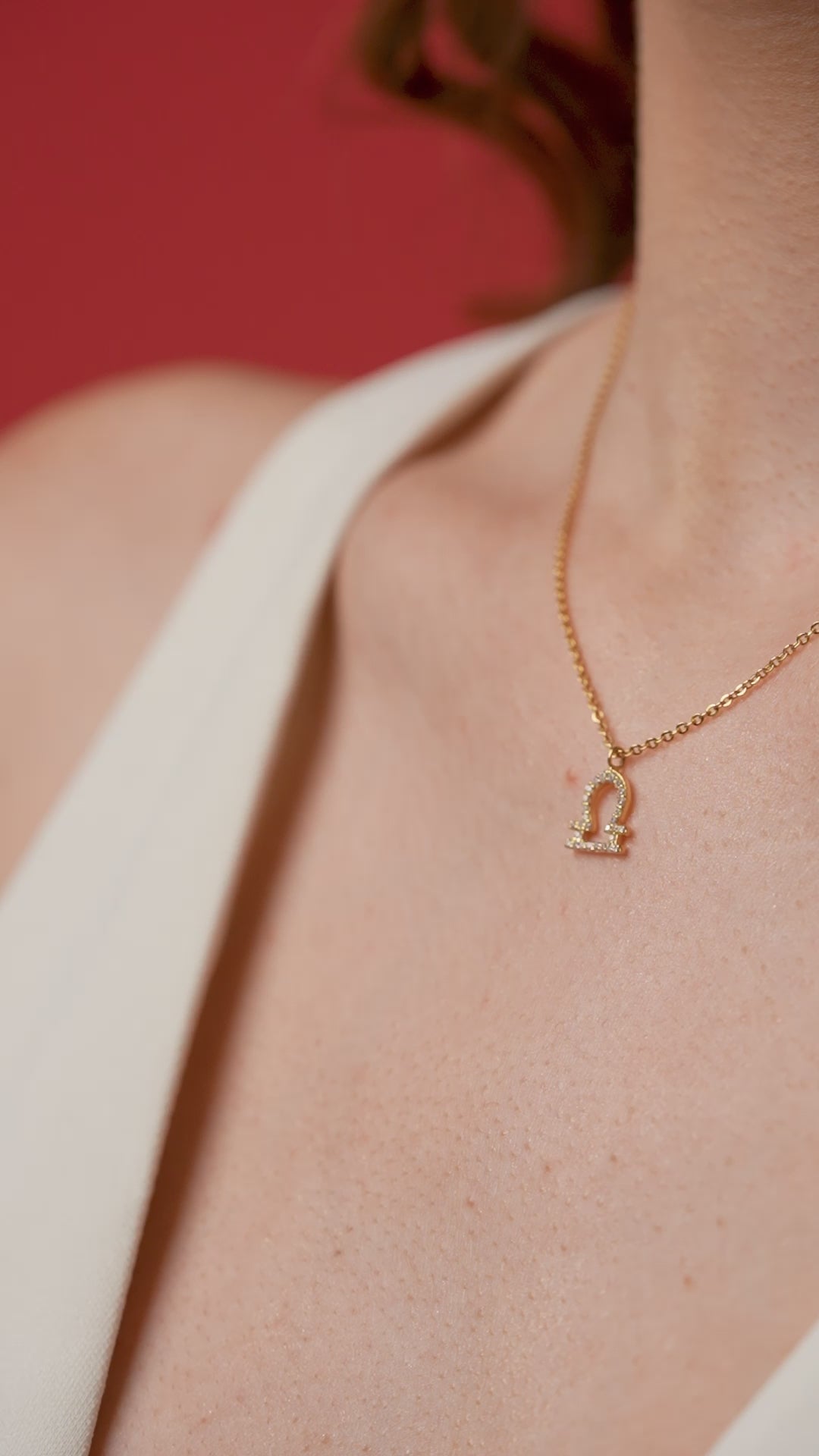 Diamond Libra Zodiac Necklace