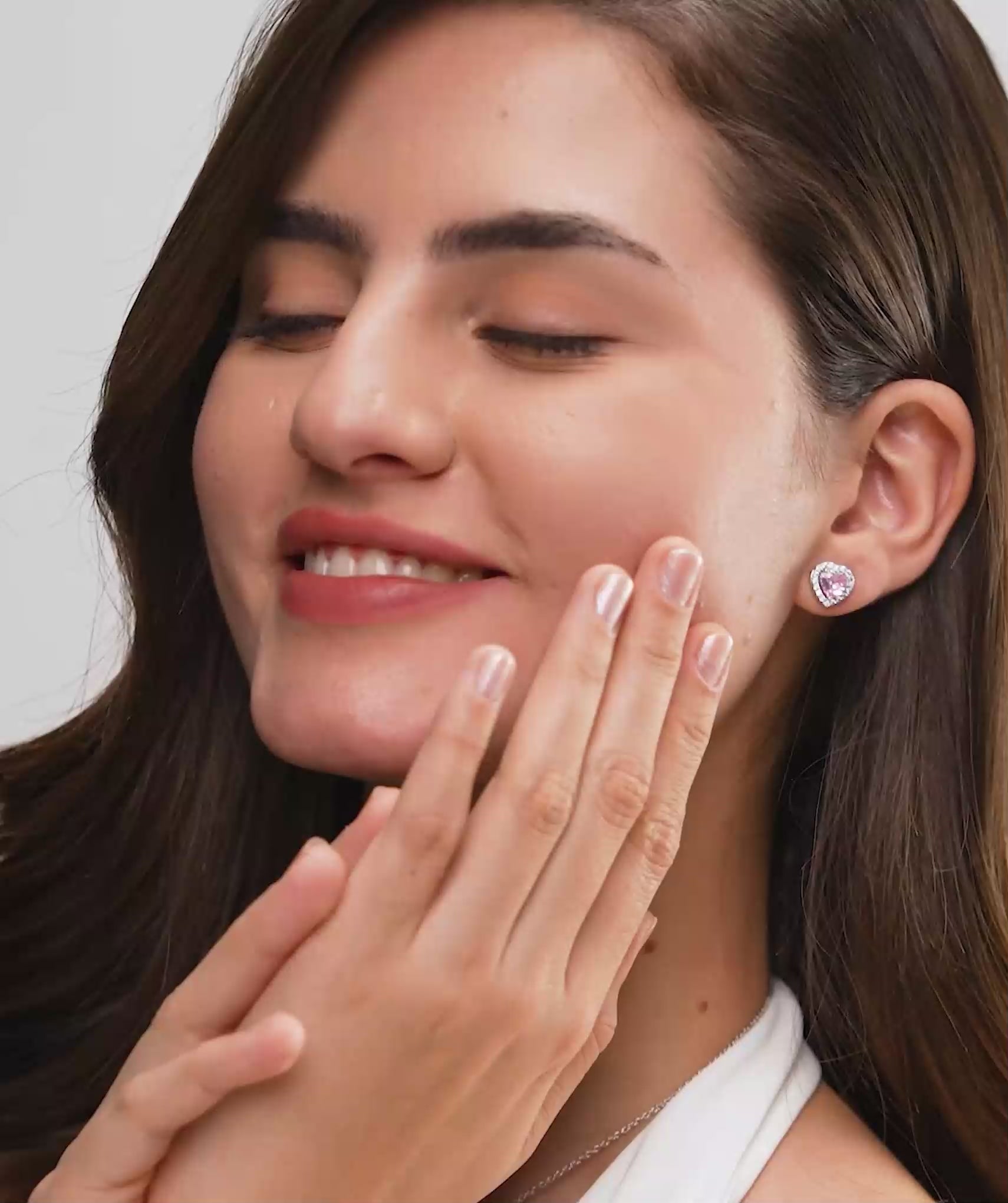 Pink Heart Halo Earrings