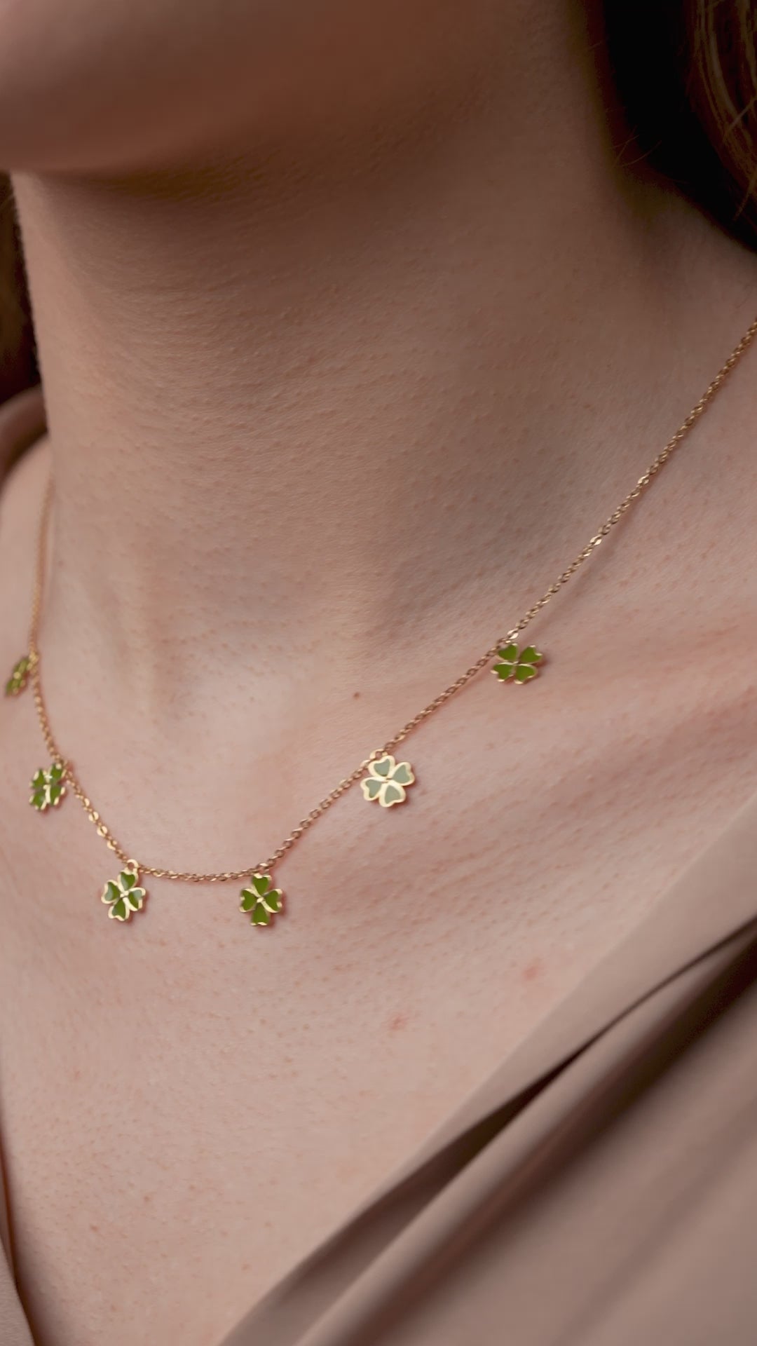 Green Enamel Clover Necklace