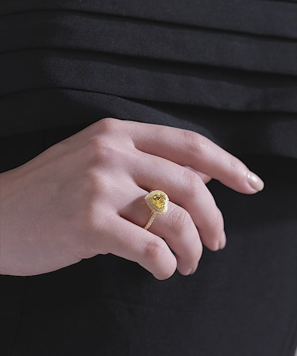 Yellow Heart Halo Ring