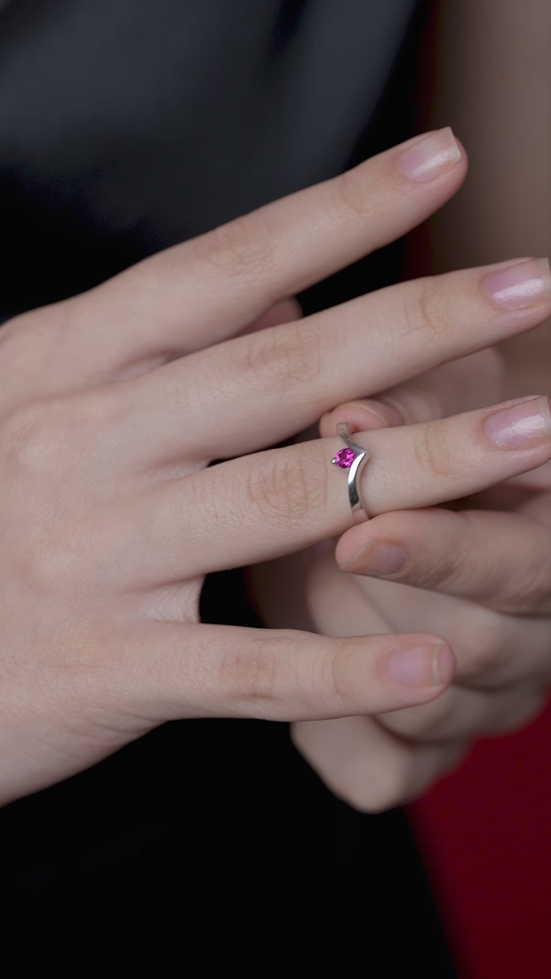 V-Shaped Single Diamond Ring