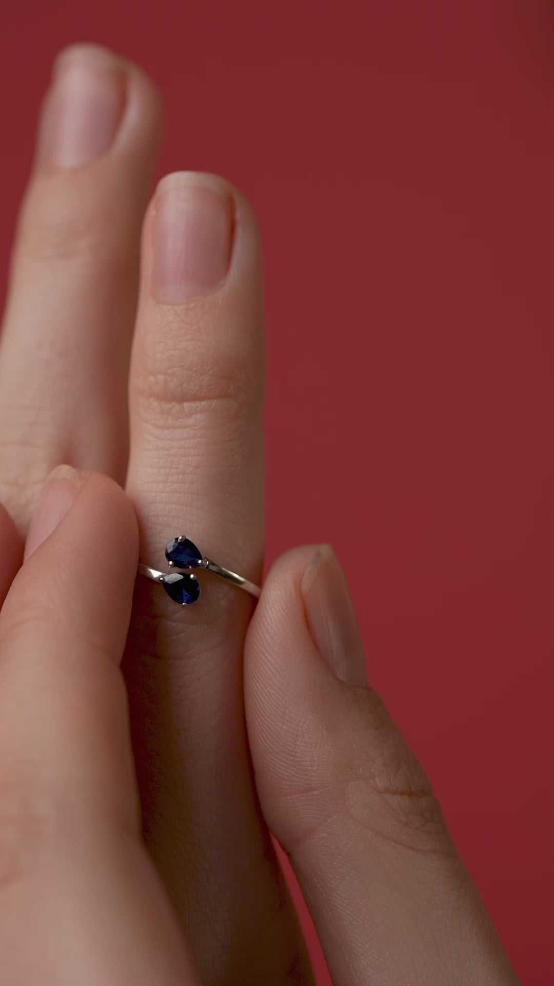 Double Pear Blue Stone Ring