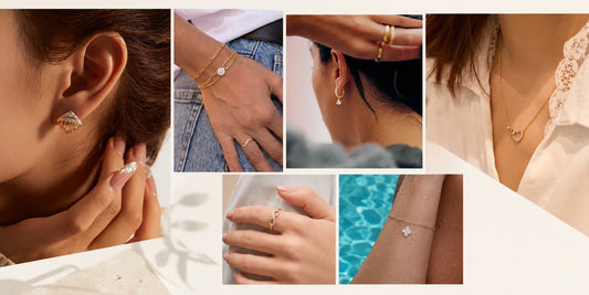 Woman wearing daily wear 18K gold vermeil jewellery