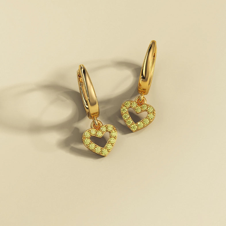 Paved Open Heart Huggie Drop Earrings