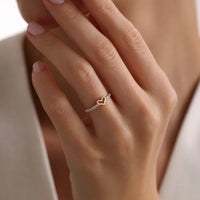 Open Heart Pavé Half Band Ring