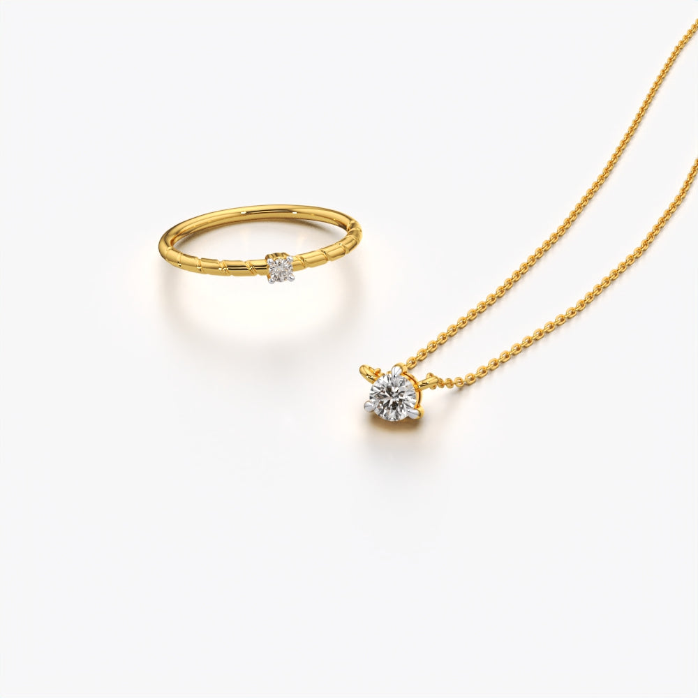 Minimal Solitaire Ring & Necklace Set