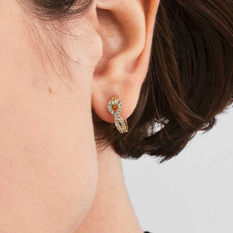 Pave Chain Link Huggie Hoop Earrings