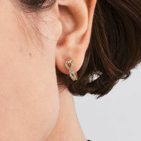 Pave Chain Link Huggie Hoop Earrings