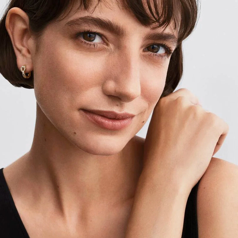 Pave Chain Link Huggie Hoop Earrings