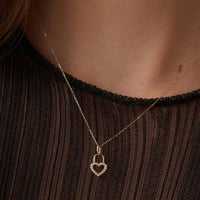 Heart Lock Pave Pendant Necklace