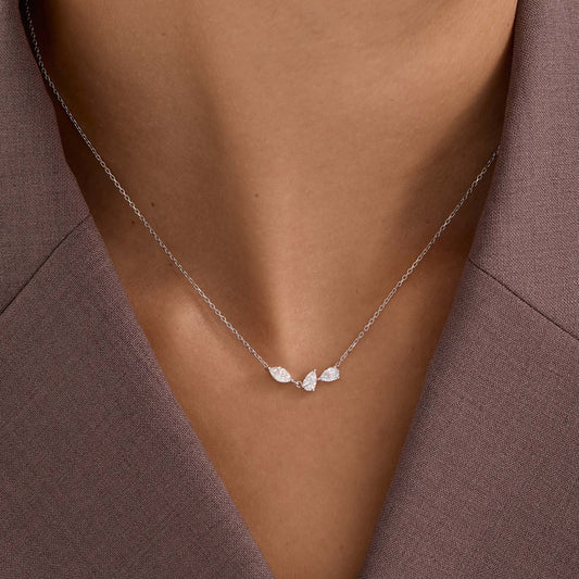 Mixed Cut Crystal Trio Necklace
