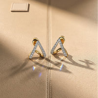 Triangle V Shape Pave Hoop Earrings