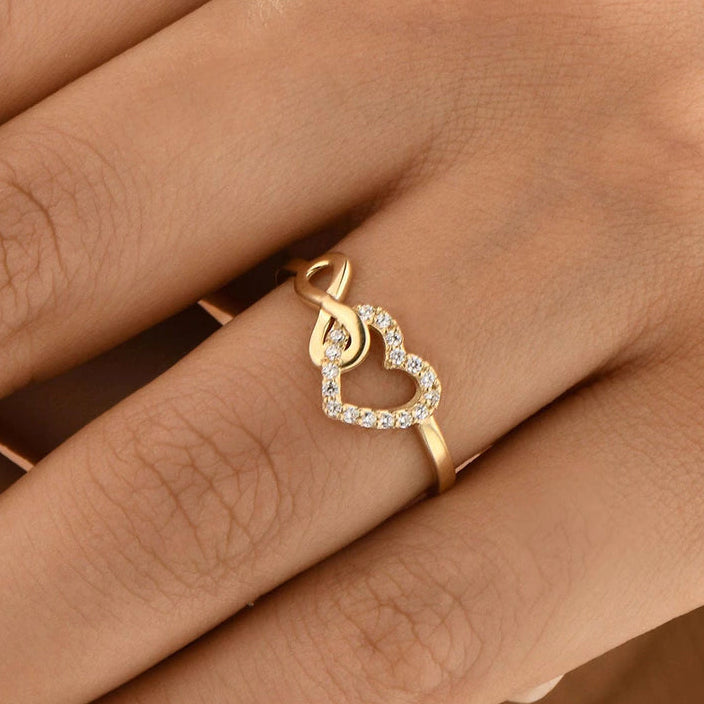 Heart and Infinity Linked Ring