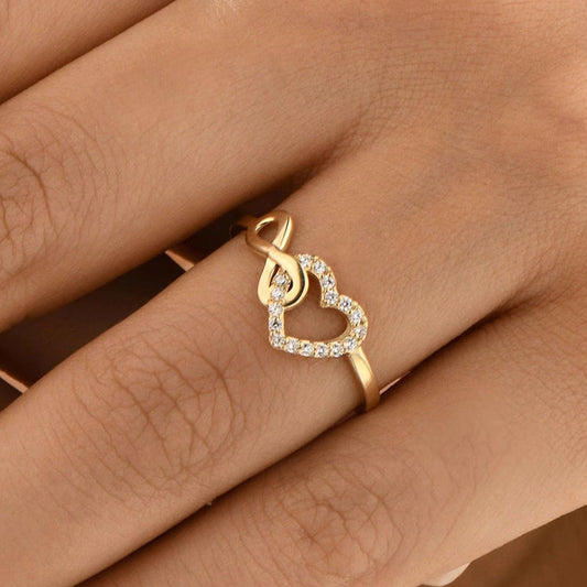 Pave Open Heart Infinity Interlinked Ring