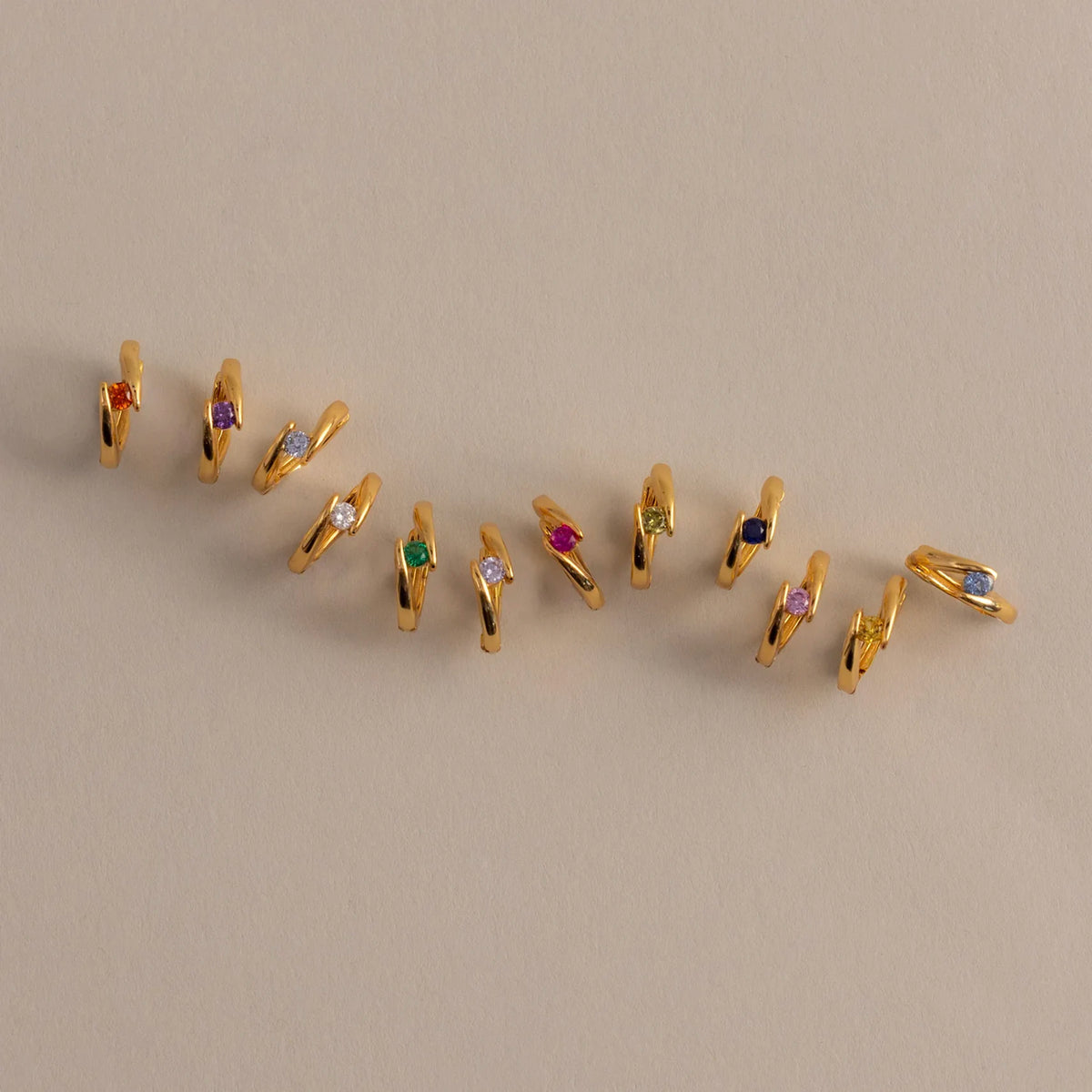 Tension Twist Coloured Solitaire Huggie Hoops
