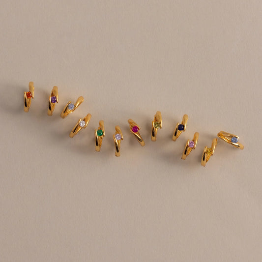 Tension Twist Coloured Solitaire Huggie Hoops