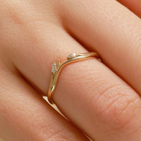 Curved Leaf Wishbone Ring
