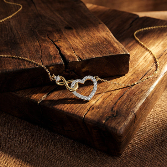 Linked Infinity & Moissanite Open Heart Necklace