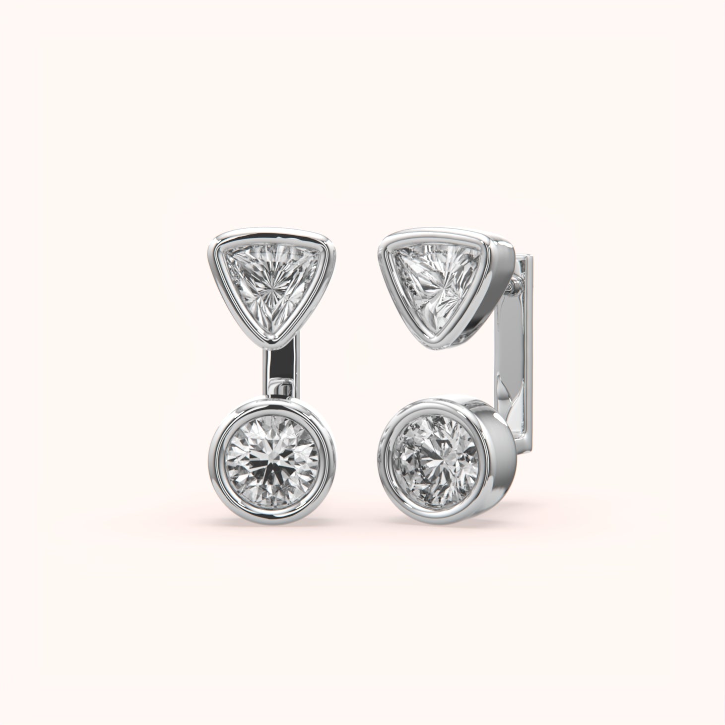 Trilliant & Round Diamond Studs