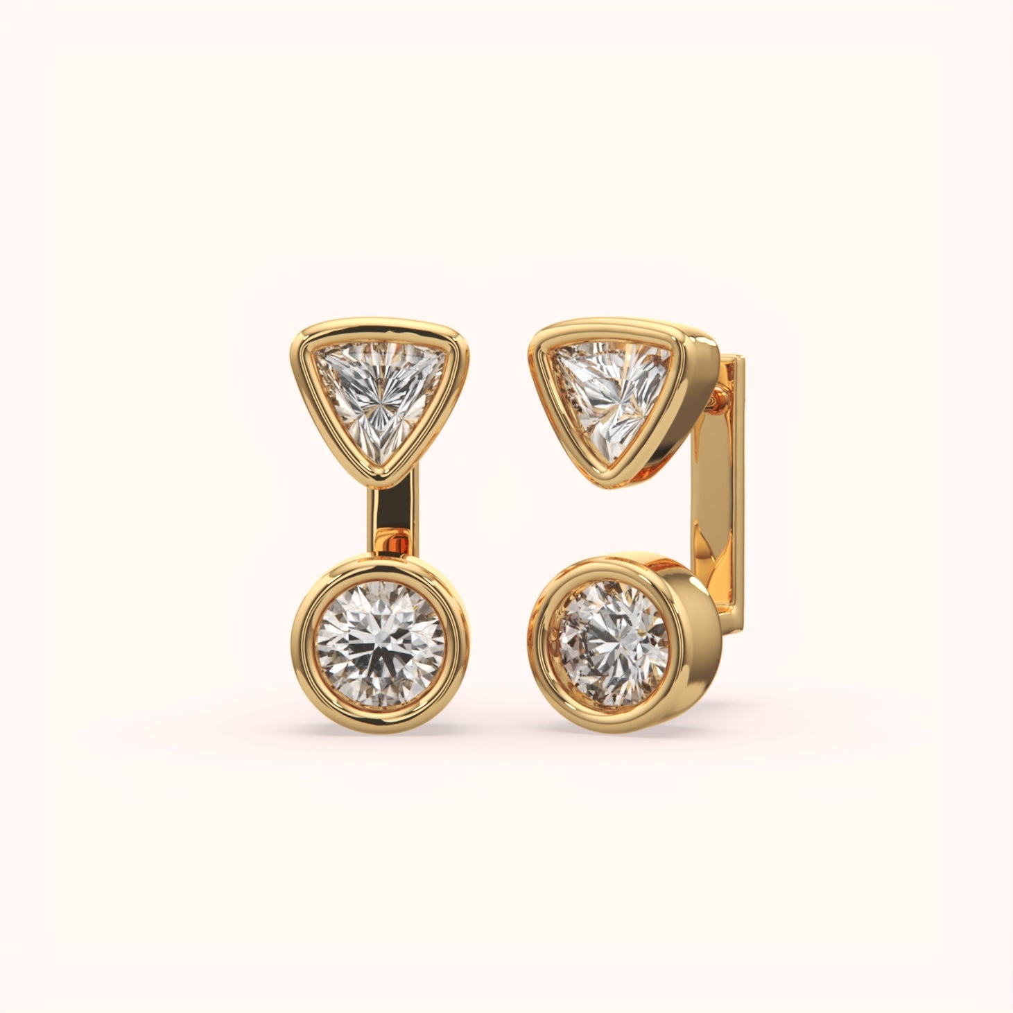 Trilliant & Round Diamond Studs