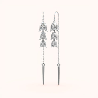 Silver Bellflower Threader Earrings