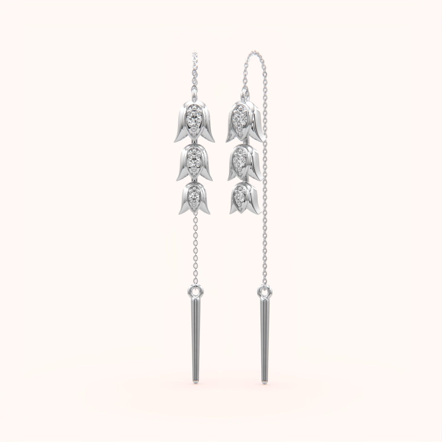 Silver Bellflower Threader Earrings