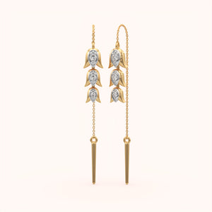 Silver Bellflower Threader Earrings - KYMEE