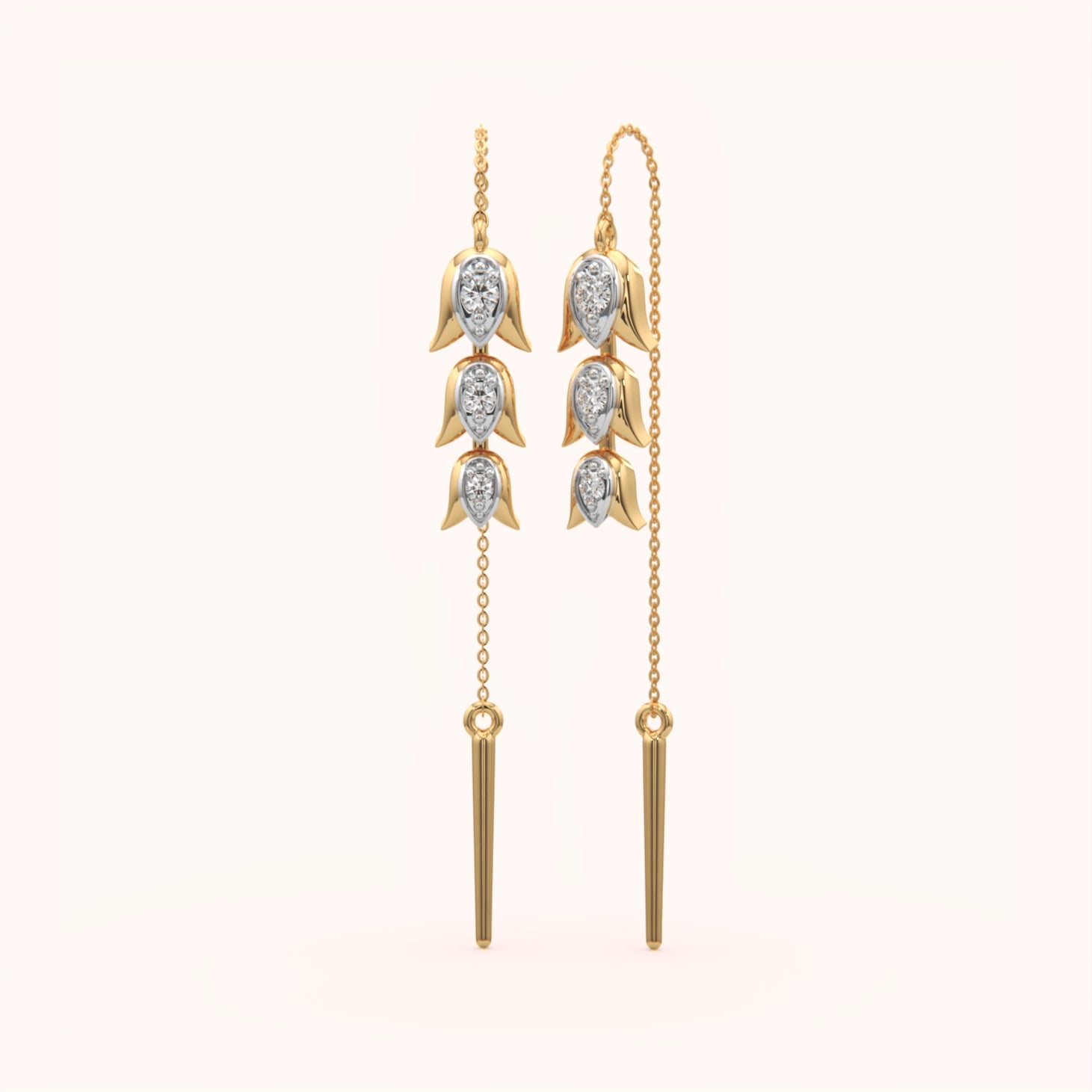 Silver Bellflower Threader Earrings