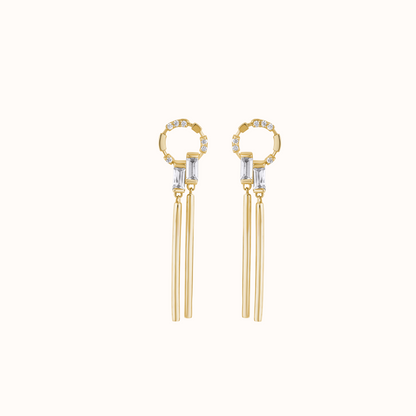 Link Baguette Drop Hoop  Earring