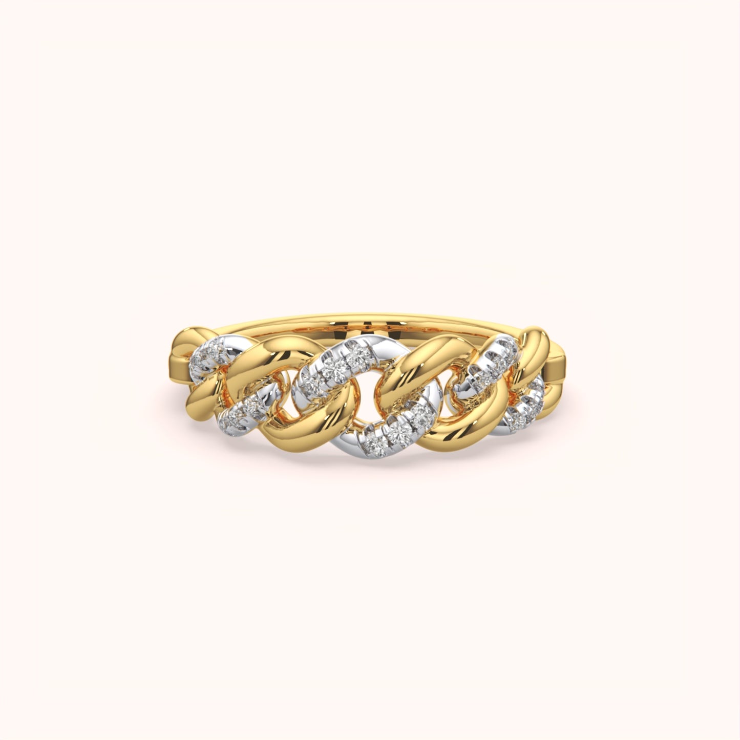 Elegant Chain-Link Diamond Ring