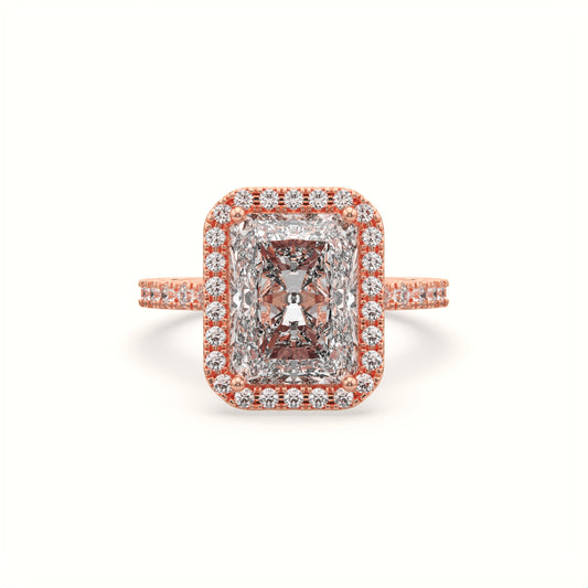 Dazzling Radiant-Cut Halo Ring