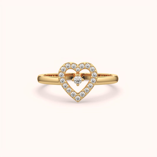 Dainty Heart Charm Ring