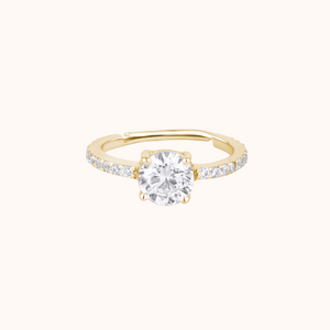 Solitaire Diamond Ring with Pavé Band - KYMEE
