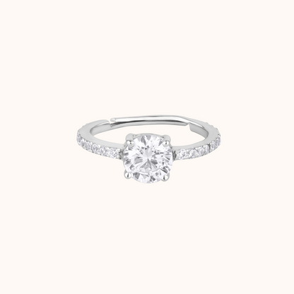 Solitaire Diamond Ring with Pavé Band