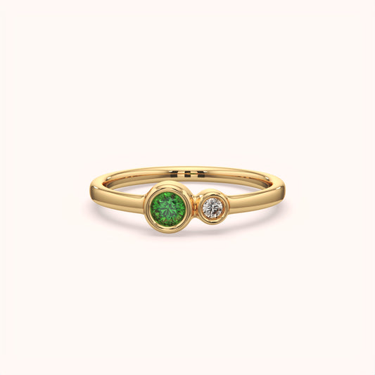 Bezel-Set Dual Round Stone Ring