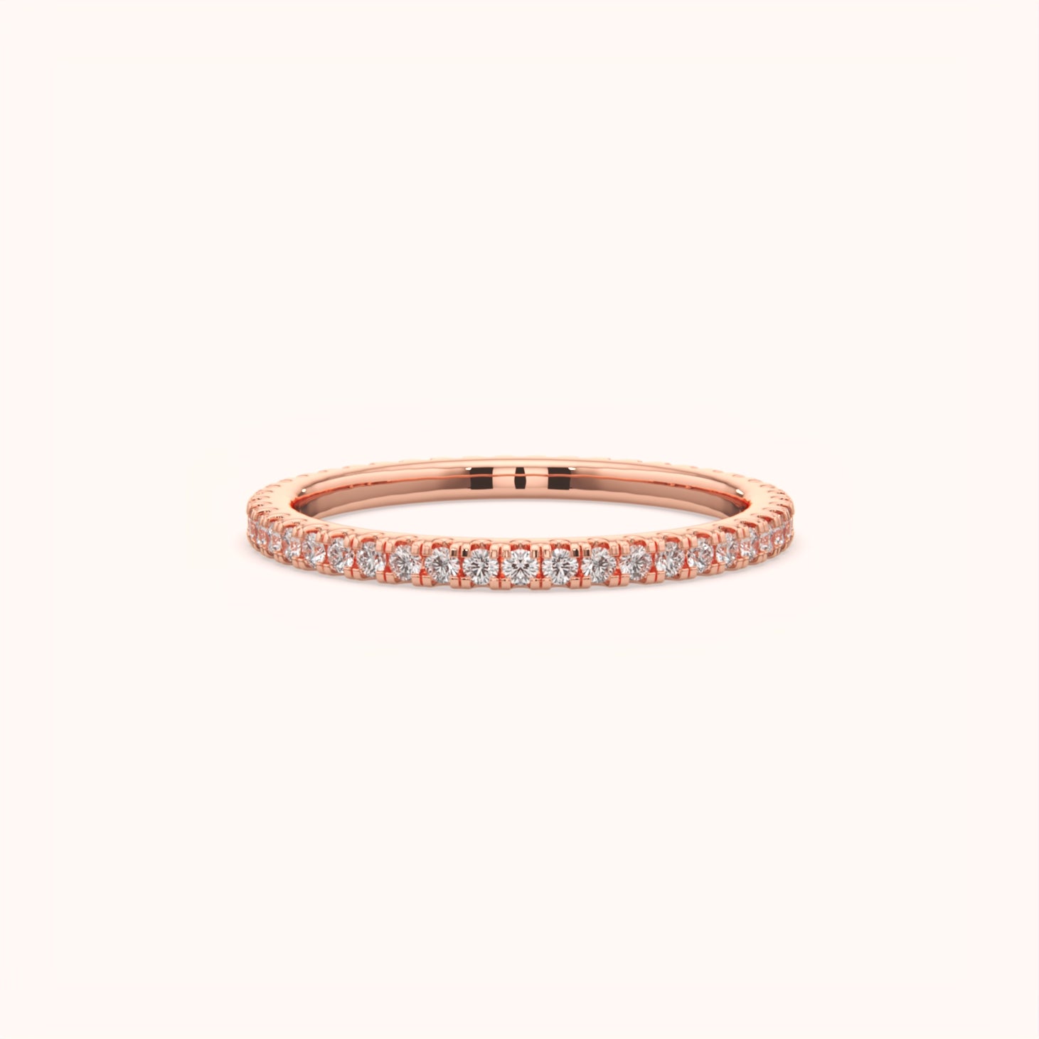 Slim Pave Diamond Silver Ring