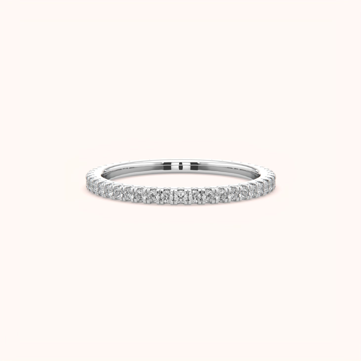 Slim Pave Diamond Silver Ring