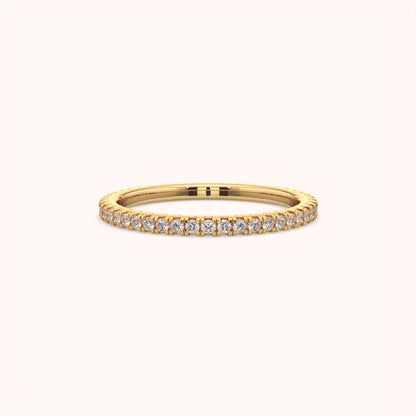 Slim Pave Diamond Silver Ring