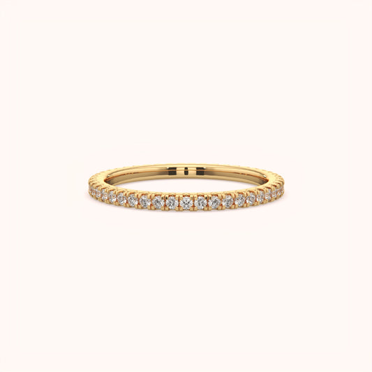 Slim Pave Diamond Silver Ring