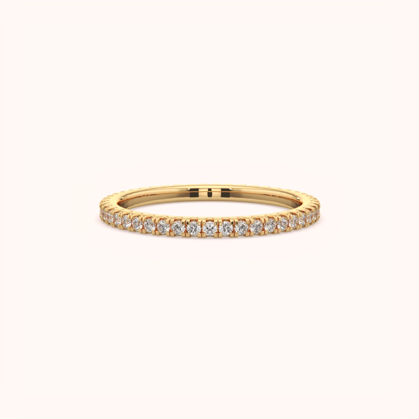 Slim Pave Diamond Silver Ring