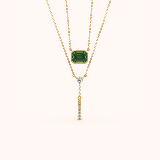 Emerald Glamour Layered Necklace