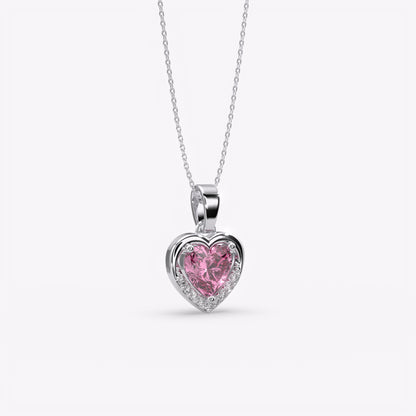 Pink Aura Silver Heart Pendant