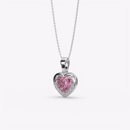 Pink Aura Silver Heart Pendant