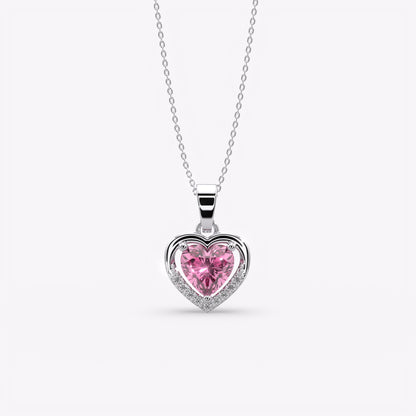 Pink Aura Silver Heart Pendant