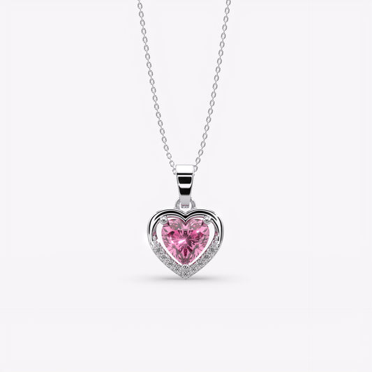 Pink Aura Silver Heart Pendant