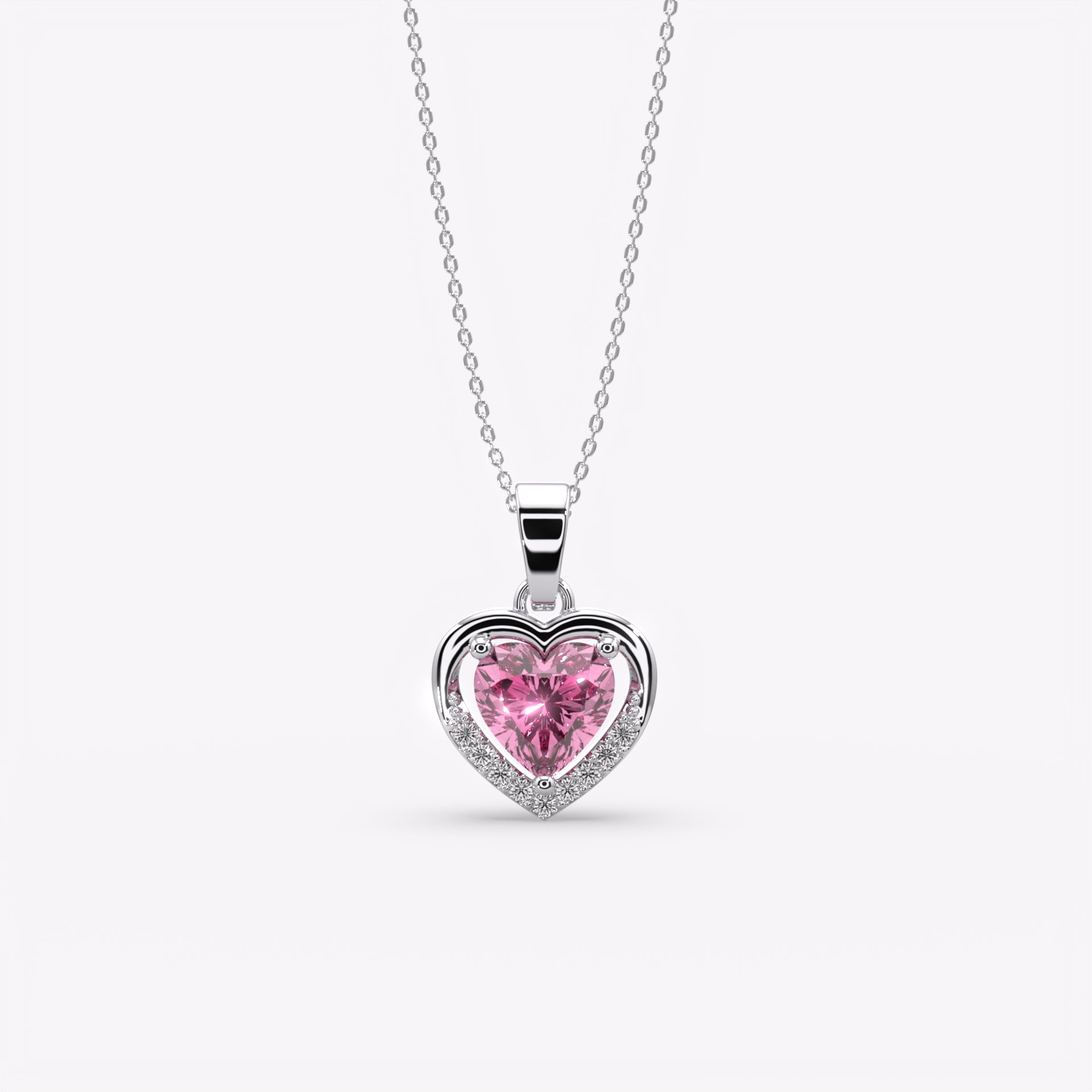 Pink Aura Silver Heart Pendant