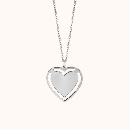 Sleek Heart Frame Silver Necklace