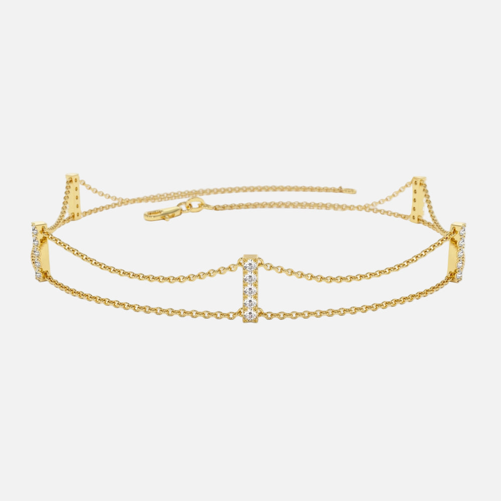 Double Chain Pave Bar Bracelet